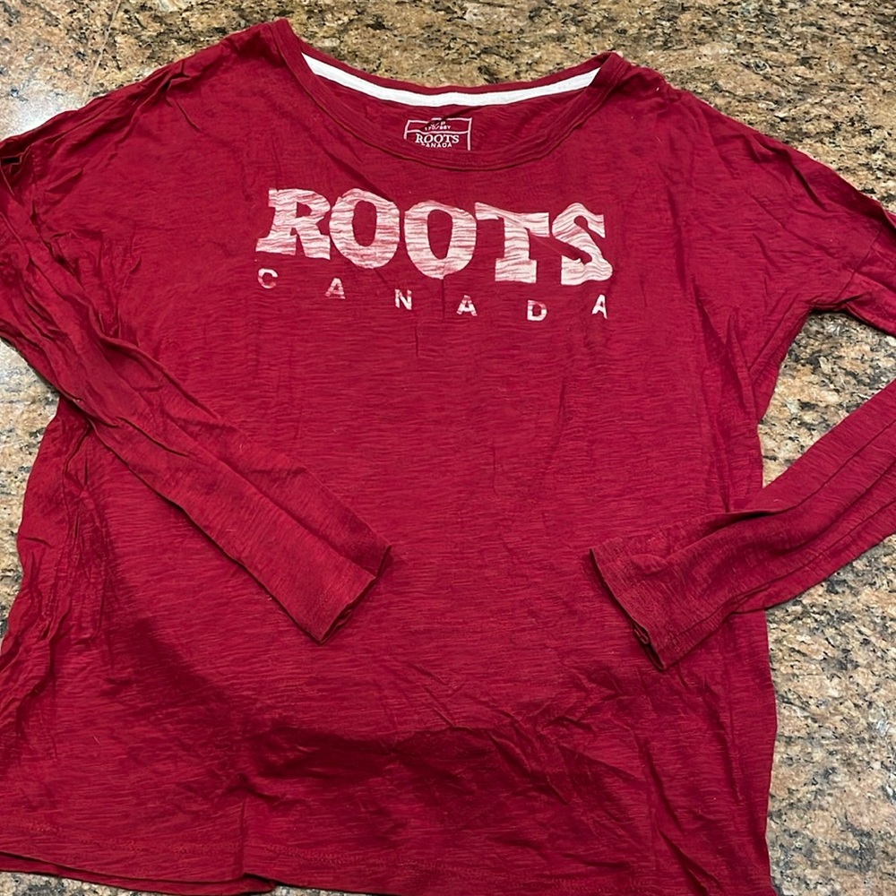 Roots long sleeve shirt in customary 💯 cotton comfort.
